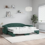 Divano Letto con Letto Estraibile Verde Scuro 90x200cm Velluto