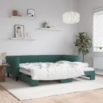 Divano Letto con Letto Estraibile Verde Scuro 90x200cm Velluto