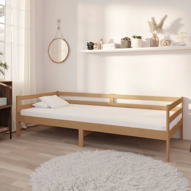 Divano Letto con Materasso 90x200 cm ambra in Legno di Pino