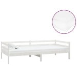 Divano Letto con Materasso 90x200 cm Bianco in Legno di Pino