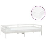 Divano Letto con Materasso 90x200 cm Bianco in Legno di Pino