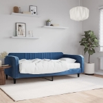 Divano Letto con Materasso Blu 100x200 cm in Velluto