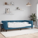 Divano Letto con Materasso Blu 100x200 cm in Velluto