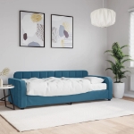 Divano Letto con Materasso Blu 80x200 cm in Velluto