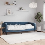 Divano Letto con Materasso Blu 80x200 cm in Velluto