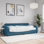 Divano Letto con Materasso Blu 90x200 cm in Velluto