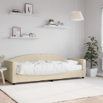 Divano Letto con Materasso Crema 80x200 cm in Tessuto