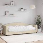 Divano Letto con Materasso Crema 90x200 cm in Tessuto