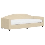 Divano Letto con Materasso Crema 90x200 cm in Tessuto