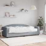 Divano Letto con Materasso Grigio Chiaro 100x200 cm in Tessuto