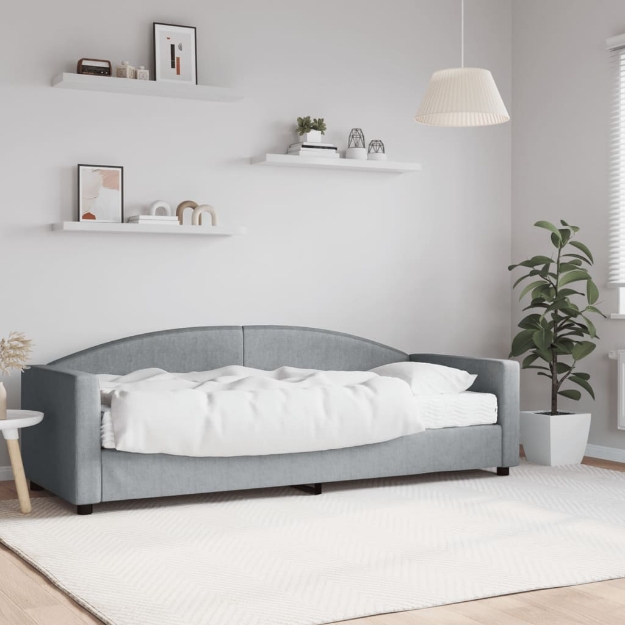 Divano Letto con Materasso Grigio Chiaro 80x200 cm in Tessuto