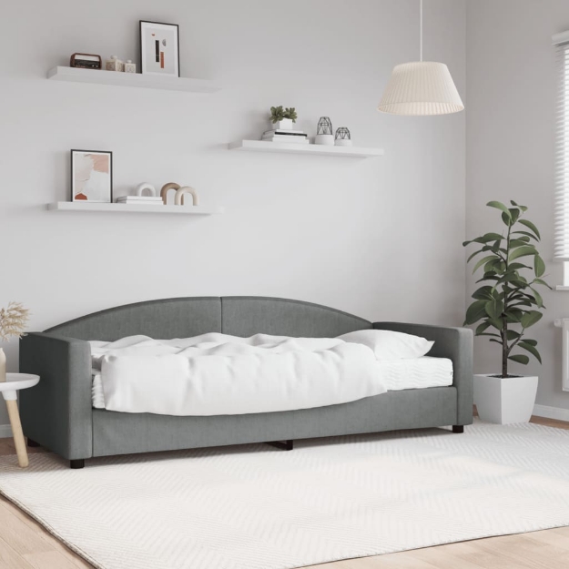 Divano Letto con Materasso Grigio Scuro 80x200 cm in Tessuto