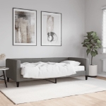 Divano Letto con Materasso Grigio Scuro 90x190 cm in Tessuto