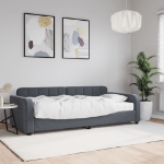 Divano Letto con Materasso Grigio Scuro 90x200 cm in Velluto