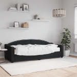 Divano Letto con Materasso Nero 80x200 cm in Tessuto