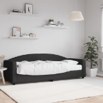 Divano Letto con Materasso Nero 80x200 cm in Tessuto