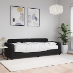 Divano Letto con Materasso Nero 80x200 cm in Velluto