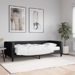 Divano Letto con Materasso Nero 90x190 cm in Tessuto