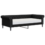 Divano Letto con Materasso Nero 90x200 cm in Similpelle