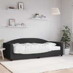 Divano Letto con Materasso Nero 90x200 cm in Tessuto