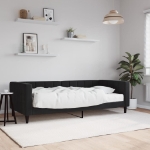 Divano Letto con Materasso Nero 90x200 cm in Velluto