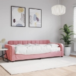 Divano Letto con Materasso Rosa 80x200 cm in Velluto