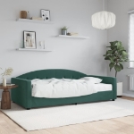 Divano Letto con Materasso Verde Scuro 100x200 cm in Velluto