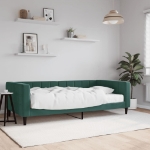 Divano Letto con Materasso Verde Scuro 100x200 cm in Velluto