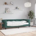 Divano Letto con Materasso Verde Scuro 80x200 cm in Velluto