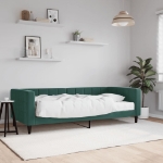 Divano Letto con Materasso Verde Scuro 90x200 cm in Velluto