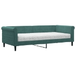 Divano Letto con Materasso Verde Scuro 90x200 cm in Velluto