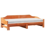 Divano Letto con Rotelle senza Materasso Marrone Cera 90x190 cm