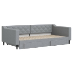 Divano Letto Estraibile Cassetti Grigio Chiaro 100x200 Tessuto