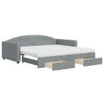 Divano Letto Estraibile Cassetti Grigio Chiaro 100x200 Tessuto