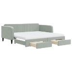 Divano Letto Estraibile Cassetti Grigio Chiaro 100x200 Velluto