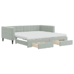 Divano Letto Estraibile Cassetti Grigio Chiaro 100x200 Velluto