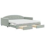 Divano Letto Estraibile Cassetti Grigio Chiaro 100x200 Velluto