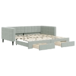 Divano Letto Estraibile Cassetti Grigio Chiaro 100x200 Velluto