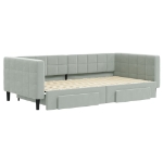 Divano Letto Estraibile Cassetti Grigio Chiaro 100x200 Velluto