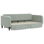 Divano Letto Estraibile Cassetti Grigio Chiaro 100x200 Velluto