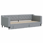 Divano Letto Estraibile Cassetti Grigio Chiaro 80x200cm Tessuto