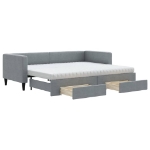 Divano Letto Estraibile Cassetti Grigio Chiaro 80x200cm Tessuto