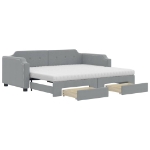 Divano Letto Estraibile Cassetti Grigio Chiaro 80x200cm Tessuto