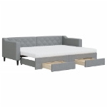 Divano Letto Estraibile Cassetti Grigio Chiaro 80x200cm Tessuto