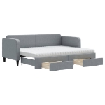 Divano Letto Estraibile Cassetti Grigio Chiaro 80x200cm Tessuto