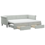 Divano Letto Estraibile Cassetti Grigio Chiaro 80x200cm Velluto