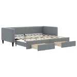 Divano Letto Estraibile Cassetti Grigio Chiaro 90x200cm Tessuto