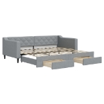 Divano Letto Estraibile Cassetti Grigio Chiaro 90x200cm Tessuto