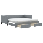 Divano Letto Estraibile Cassetti Grigio Chiaro 90x200cm Tessuto