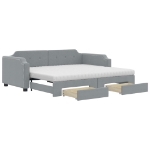 Divano Letto Estraibile Cassetti Grigio Chiaro 90x200cm Tessuto